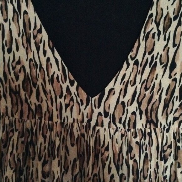 Sunday Best Women's Empire Waist Baby Doll Leopard Animal Print Mini Dress Tunic - Picture 4 of 8
